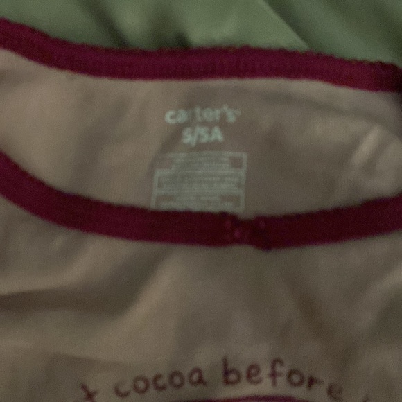 Carter’s sloth polka dot pajama set hot coco before bed red pink long sleeve - Picture 6 of 6